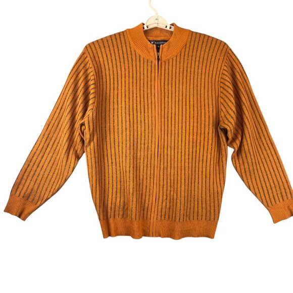 Bachrach Mens XL Sweater Striped Cardigan Wool Blend Zip Vintage Retro Pullover - Picture 4 of 12